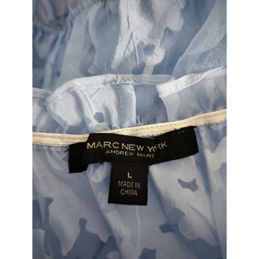 5399)Marc New York L Coquette Ruffle Blue See Through Lined Bodice Blouse - Picture 10 of 10
